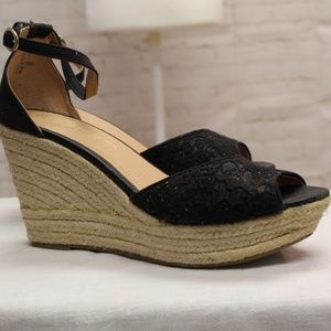 Black Wedge Sandals
